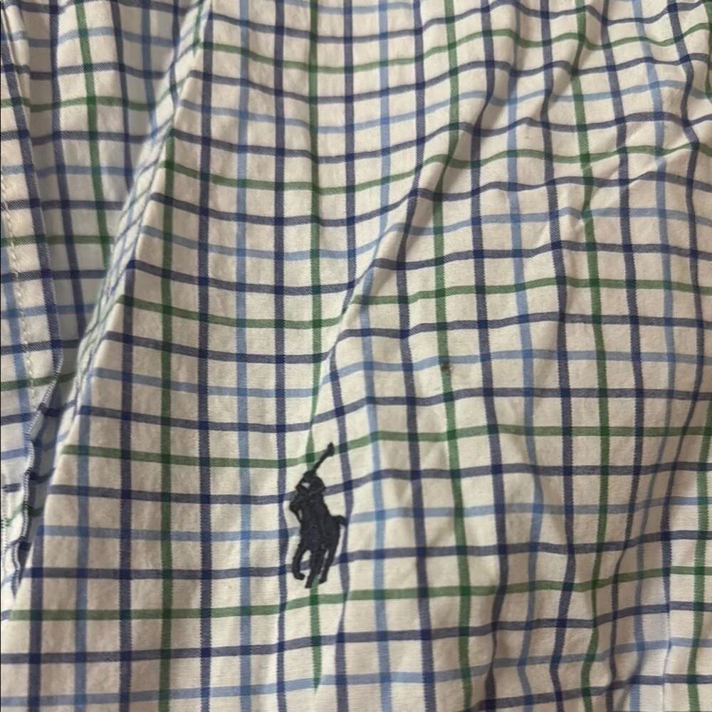 Ralph Lauren Blue and White Casual Button Down Shirt XL Boys
